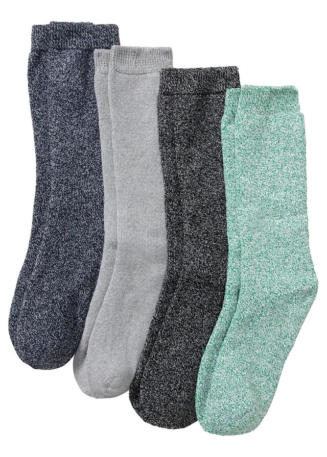 Calcetines térmicos de frottee (4 pares) negro/azul marino/gris moteado moteado